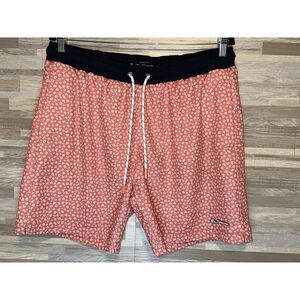 Ben Sherman Swim Shorts Large Light Red Floral Drawstrings Netting, #343